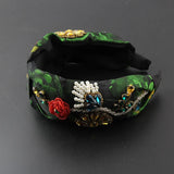 Temperament Fabric Rhinestone Headband Ladies Rice Beads Flower Personality