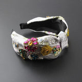 Temperament Fabric Rhinestone Headband Ladies Rice Beads Flower Personality