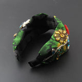 Temperament Fabric Rhinestone Headband Ladies Rice Beads Flower Personality