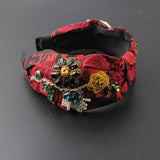 Temperament Fabric Rhinestone Headband Ladies Rice Beads Flower Personality