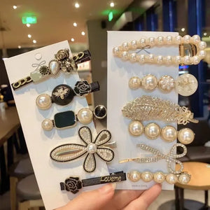Metal Hair Clip with Pearl Bow Gift for Women