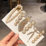 Metal Hair Clip with Pearl Bow Gift for Women