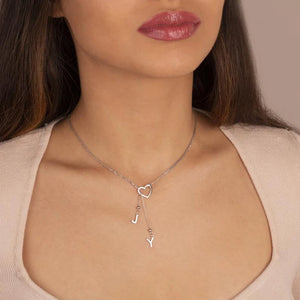 Temperament Stainless Steel Heart A-Z Letter Pendant Necklace