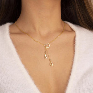 Temperament Stainless Steel Heart A-Z Letter Pendant Necklace