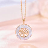 Tree of Life Pendant Necklace Rose Plated Crystal