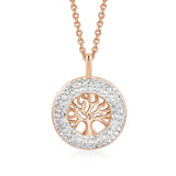 Tree of Life Pendant Necklace Rose Plated Crystal