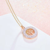 Tree of Life Pendant Necklace Rose Plated Crystal