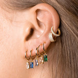 Colorful Zircon Square Stone Hoop Earrings Golden/White