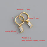 Colorful Zircon Square Stone Hoop Earrings Golden/White