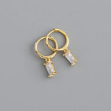 Colorful Zircon Square Stone Hoop Earrings Golden/White