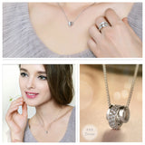 Rotatable Round CZ Pendant Necklace 925 Sterling Silver Rhinestone Circle