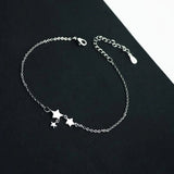 925 Sterling Silver Star Pendant Anklet Bracelet for Women