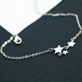 925 Sterling Silver Star Pendant Anklet Bracelet for Women