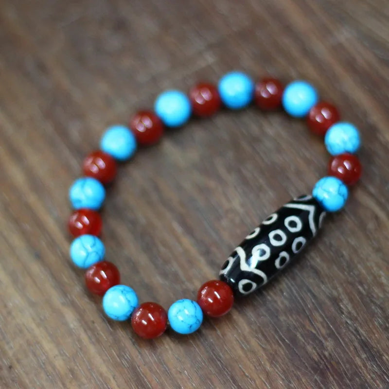 Tibet Bracelet 21 eyed Dzi Bead Stone 30mm*12mm Size for Lady's Bracelet