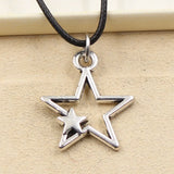 Tibetan Double Star Pendant Necklace Choker Leather Cord Jewelry