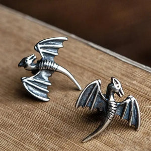Sterling Silver Tiny Dragon Pterosaurs Dinosaur Stud Earrings