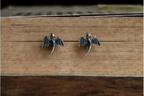 Sterling Silver Tiny Dragon Pterosaurs Dinosaur Stud Earrings