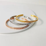 Irregular Geometric Embossed Bracelet, 18K Brass Plated Bangle