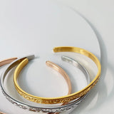Irregular Geometric Embossed Bracelet, 18K Brass Plated Bangle