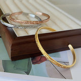 Irregular Geometric Embossed Bracelet, 18K Brass Plated Bangle