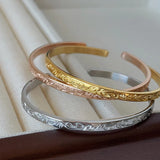 Irregular Geometric Embossed Bracelet, 18K Brass Plated Bangle