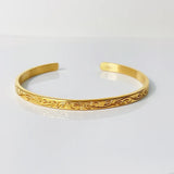 Irregular Geometric Embossed Bracelet, 18K Brass Plated Bangle