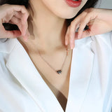 Titanium Steel Heart Key Pendant Necklace 18K Rose Love Chain