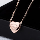 Titanium Steel Heart Key Pendant Necklace 18K Rose Love Chain