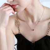 Titanium Steel Heart Key Pendant Necklace 18K Rose Love Chain