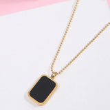 Titanium Steel Rectangular Pendant Necklace for Women