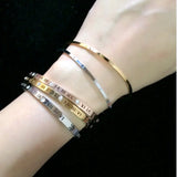 Titanium Steel Rome Number Rhinestone Bracelets for Women Men