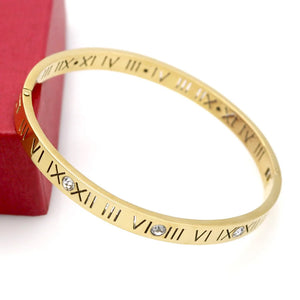 Titanium Steel Rome Number Rhinestone Bracelets for Women Men