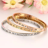 Titanium Steel Rome Number Rhinestone Bracelets for Women Men