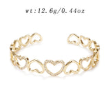 Copper Zirconia Cuff Bangle Bracelet - Gift for Women