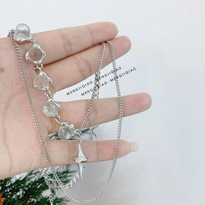 Cross Pendant Necklace Hiphop Punk Clavicle Chain Sweet Charm Jewelry