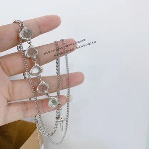 Cross Pendant Necklace Hiphop Punk Clavicle Chain Sweet Charm Jewelry