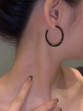 S925 Silver Needle Crystal Round Earrings Female Jewelry Gift