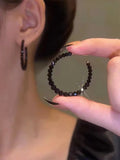 S925 Silver Needle Crystal Round Earrings Female Jewelry Gift
