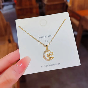 Titanium Steel Moon Necklace for Ladies High Jewelry Party