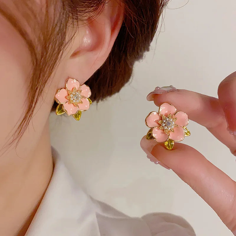 Delicate Flower Stamens Pearl Earrings Wedding Party