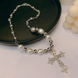 Elegant Cross Pearl Necklace for Women