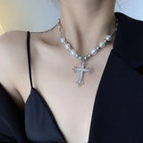 Elegant Cross Pearl Necklace for Women