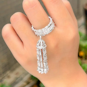 Delicate Zircon Tassel Ring Crystal Jewelry Gift ZK30