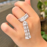 Delicate Zircon Tassel Ring Crystal Jewelry Gift ZK30