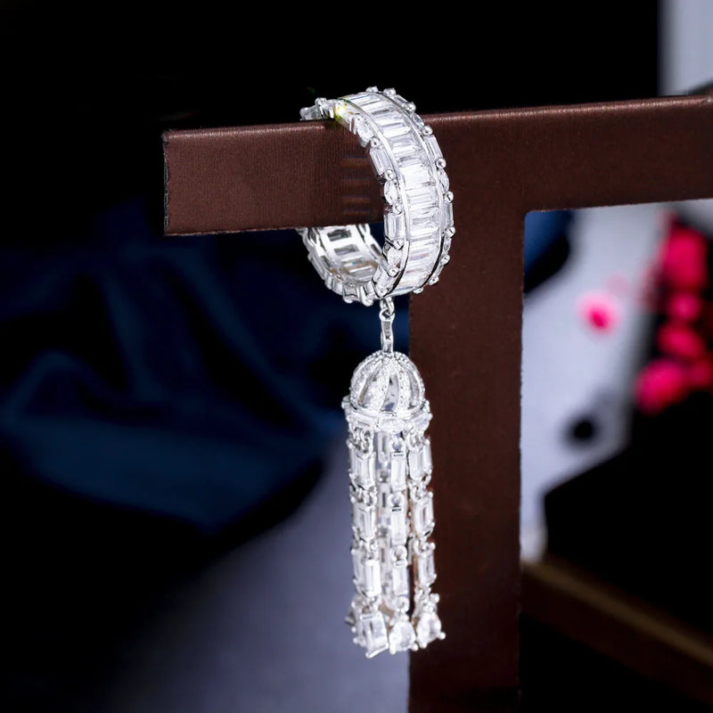 Delicate Zircon Tassel Ring Crystal Jewelry Gift ZK30