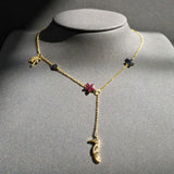 Tropical Forest Flowers Birds Adjustable Necklace Tassel Long Women Gift