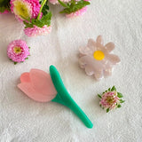 Tulip Daisy Flower Acrylic Hair Claws for Women Ponytail Clasp Barrette Crab