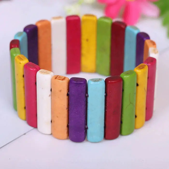Turquoise Stone Bracelet for Women Elastic Bangles Jewelry Party Gift