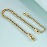 Stainless Steel Rope Chain Bracelet for Men Women