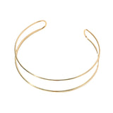 Metal Line Rigid Golden Chocker Bib Neck Torques Choker Necklace